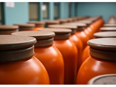 독립된 온도 제어실에서 숙성 중인 다양한 김치 항아리