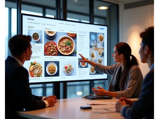 식품 마케팅 전문가가 한식 메뉴 홍보 전략을 설명하는 모습