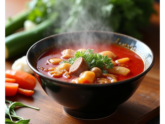 비건 김치찌개 밀키트 재료와 완성된 따뜻한 김치찌개