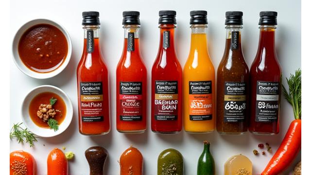 다양한 종류의 한국 소스와 양념