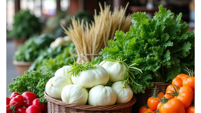 갓 수확한 싱싱한 한국 채소