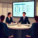 회의실에서 전문가들이 식품 규제 논의