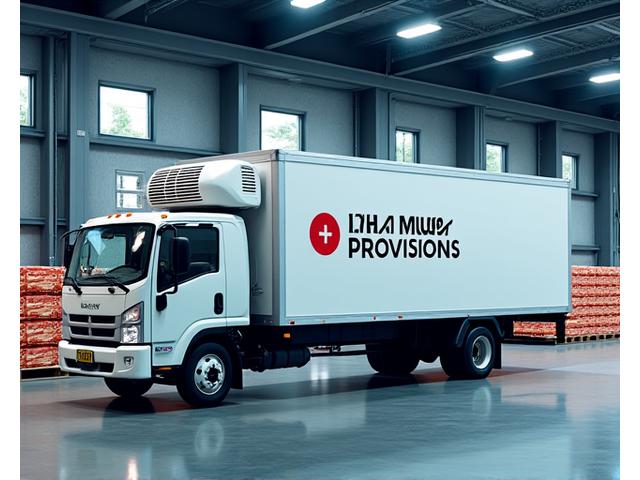 첨단 냉장 트럭과 물류 창고 내부