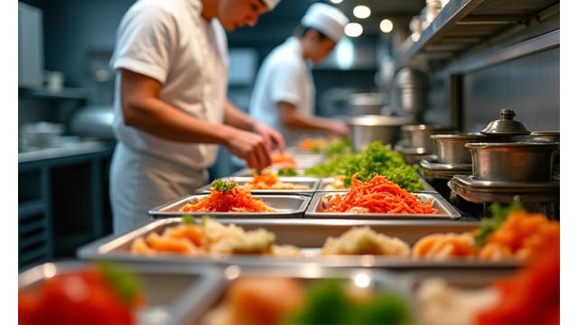 뉴욕에 있는 현대적인 한국 레스토랑 주방