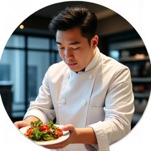 퓨전 한식 총괄 셰프 이준호가 요리하는 모습.