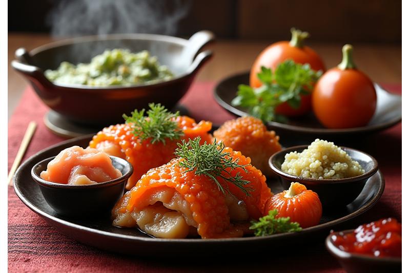 정갈하게 차려진 한국 전통 궁중 한정식 코스 요리.