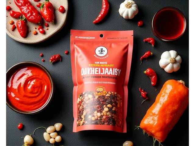 고추장, 간장, 김치 등 한국 전통 양념 재료가 스낵과 조화롭게 놓인 모습