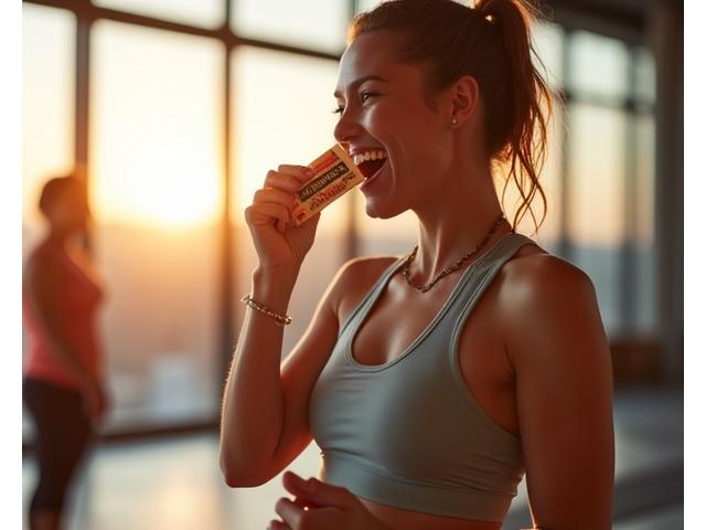 역동적인 운동 후 고단백 스낵을 먹는 사람의 모습