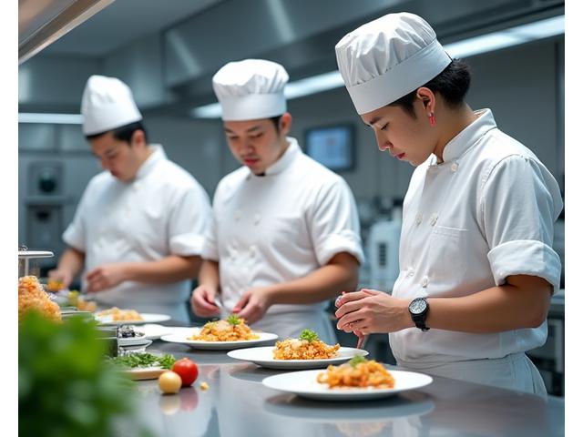 요리사가 주방에서 재료를 직접 고르며 새로운 즉석 식품 레시피를 개발하는 모습