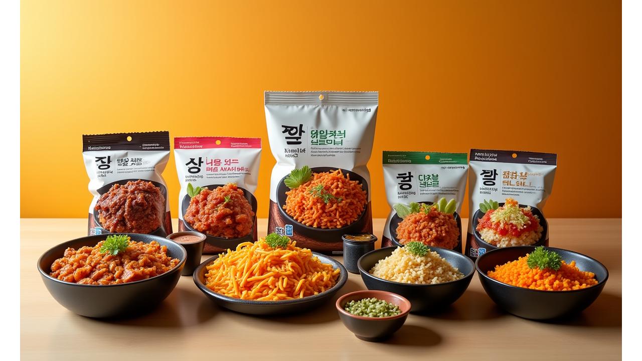 다양한 종류의 정갈하게 포장된 한강식품유통 즉석 한식 밀키트