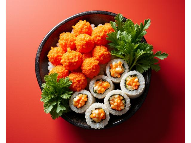 먹음직스러운 떡볶이와 김밥 도시락